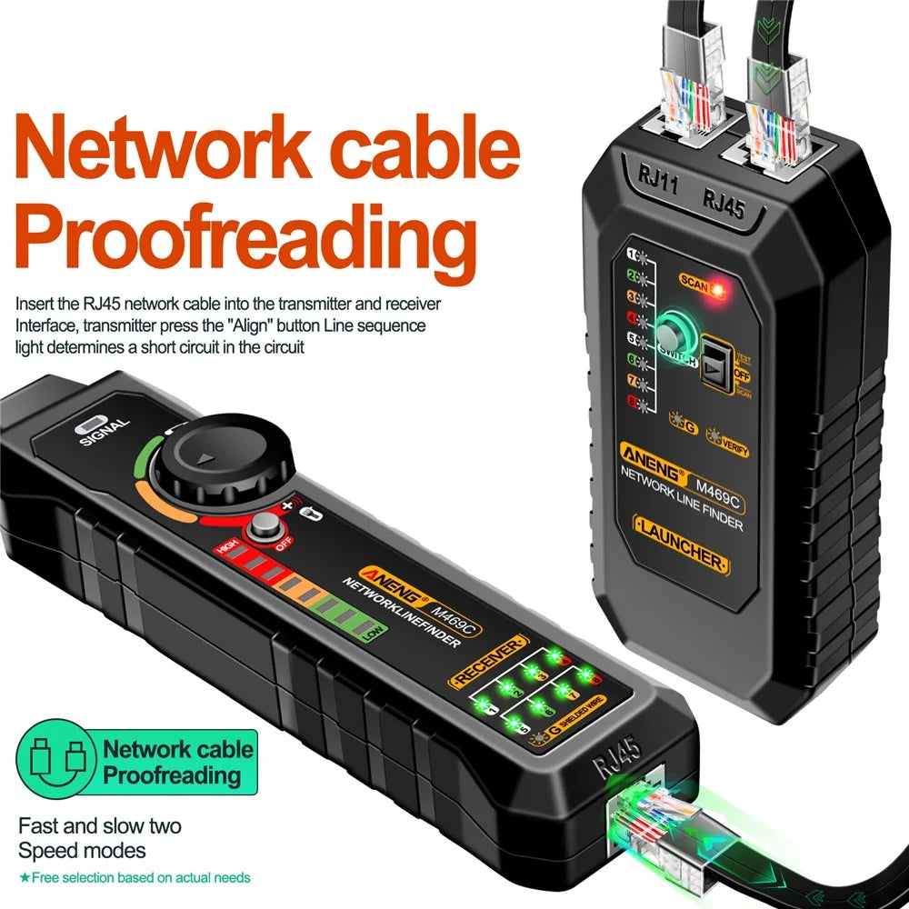 ANENG M469C Network Cable Tester Network Ethernet Wire Tracker Cable Finder - Black - 4