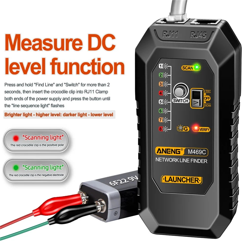 ANENG M469C Network Cable Tester Network Ethernet Wire Tracker Cable Finder - Black - 6
