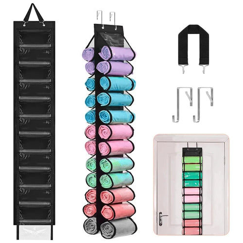 24 Pockets Dual-Sided Hanging Storage Bag Wardrobe Door Back Leggings Vest Towels Organizer - Black - 1