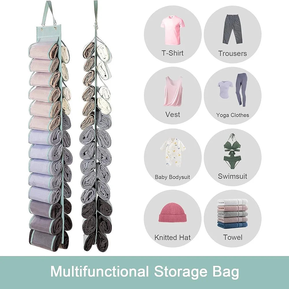 24 Pockets Dual-Sided Hanging Storage Bag Wardrobe Door Back Leggings Vest Towels Organizer - Black - 2