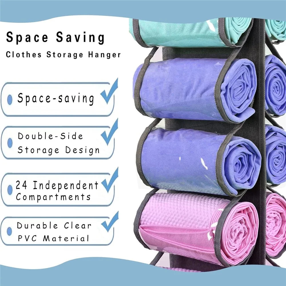24 Pockets Dual-Sided Hanging Storage Bag Wardrobe Door Back Leggings Vest Towels Organizer - Black - 3