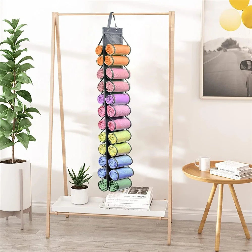 24 Pockets Dual-Sided Hanging Storage Bag Wardrobe Door Back Leggings Vest Towels Organizer - Black - 5