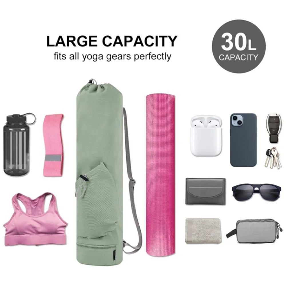30L Large Capacity Portable Yoga Mat Storage Bag with Bottle Pocket and Wet Compartment - Green - 4