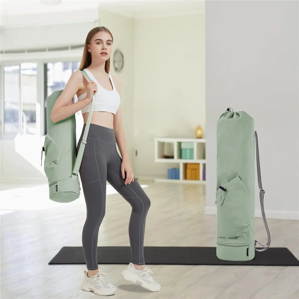 30L Large Capacity Portable Yoga Mat Storage Bag with Bottle Pocket and Wet Compartment - Green - 6