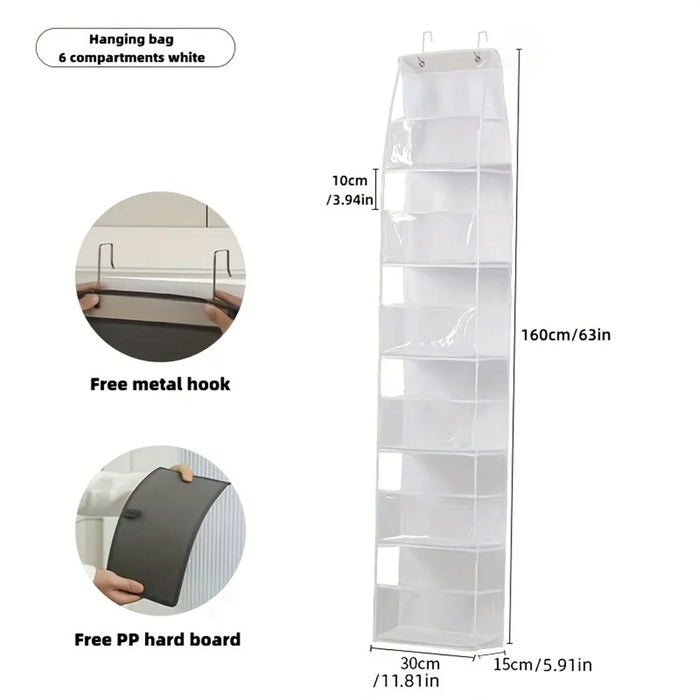 Non-Woven Fabric 6 Layer Storage Bag Wall Door Back Hanging Underwear Handbag Toy Organizer - White - 2