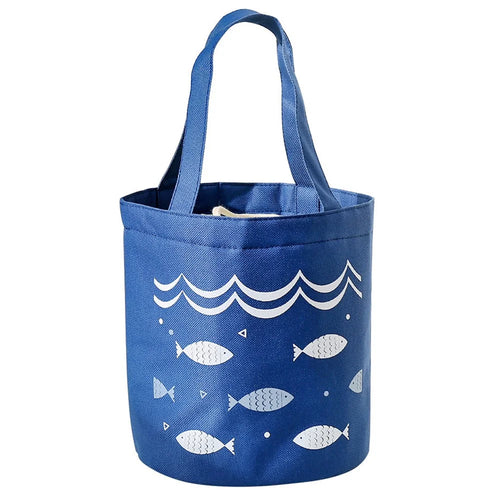 Lunch Tote Bag Oxford Cloth Insulated Lunch Cooler Bag Food Container Carrying Handbag - Navy Blue - 1