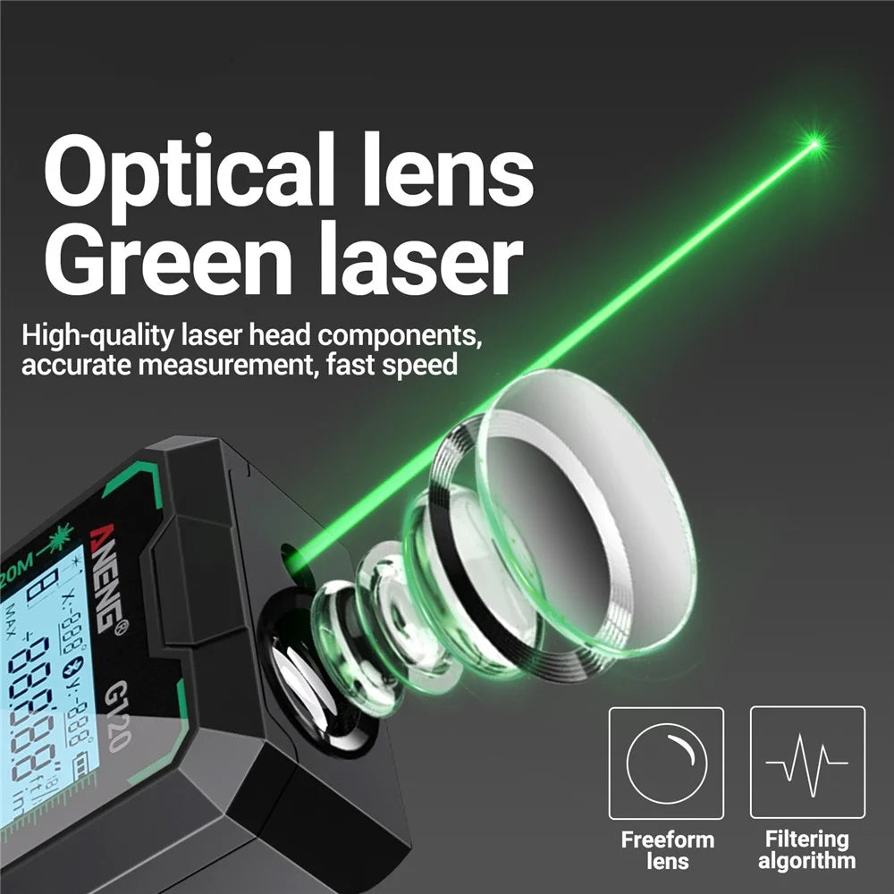 ANENG G120 Portable Handheld Laser Rangefinder 120m Measuremen Range Green Beam Laser Distance Measure Tool - 7
