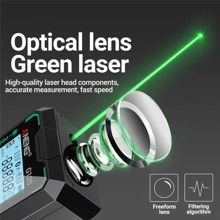 ANENG G120 Portable Handheld Laser Rangefinder 120m Measuremen Range Green Beam Laser Distance Measure Tool - 7