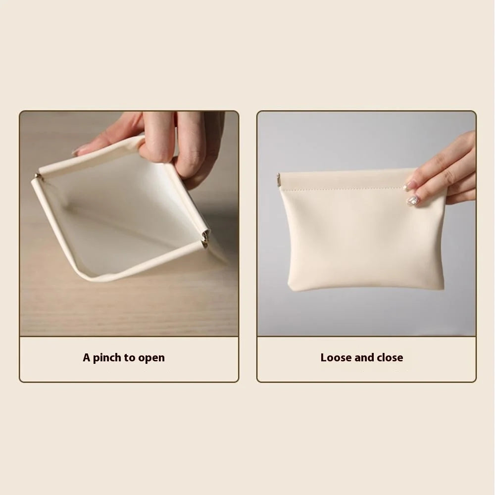 18 x 14cm Auto Closure PU Storage Pouch for Cables, Earphones, Chargers, and Lipstick (Size: XL) - Apricot - 5