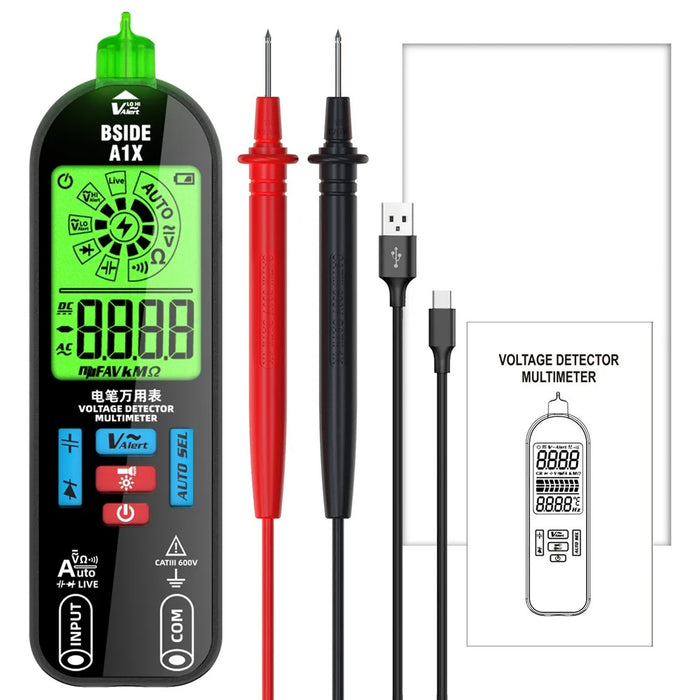 BSIDE A1X Handheld Digital Multimeter Electric Test Pen Professional Voltage Resistance Diode Tester - 1