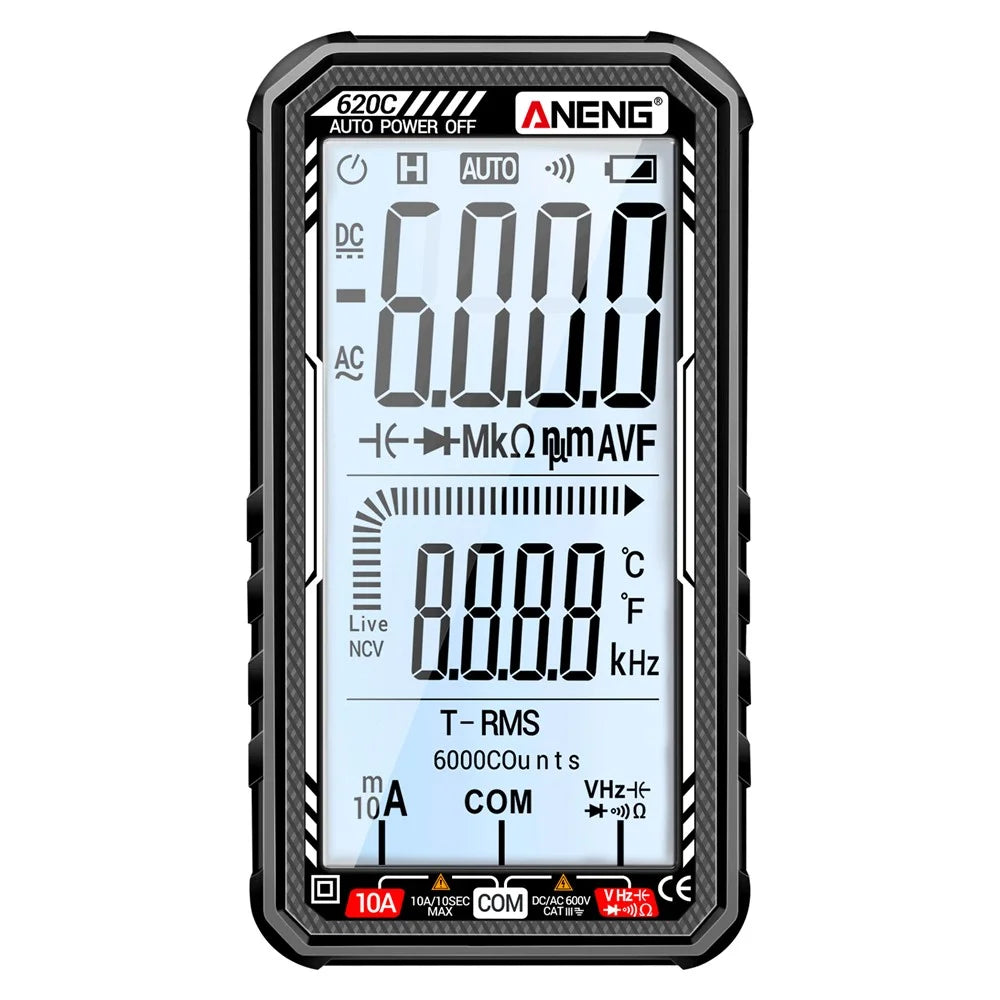 ANENG 620C Large Screen Digital Multimeter Rechargeable Voltage Current Resistance Tester - Black - 4