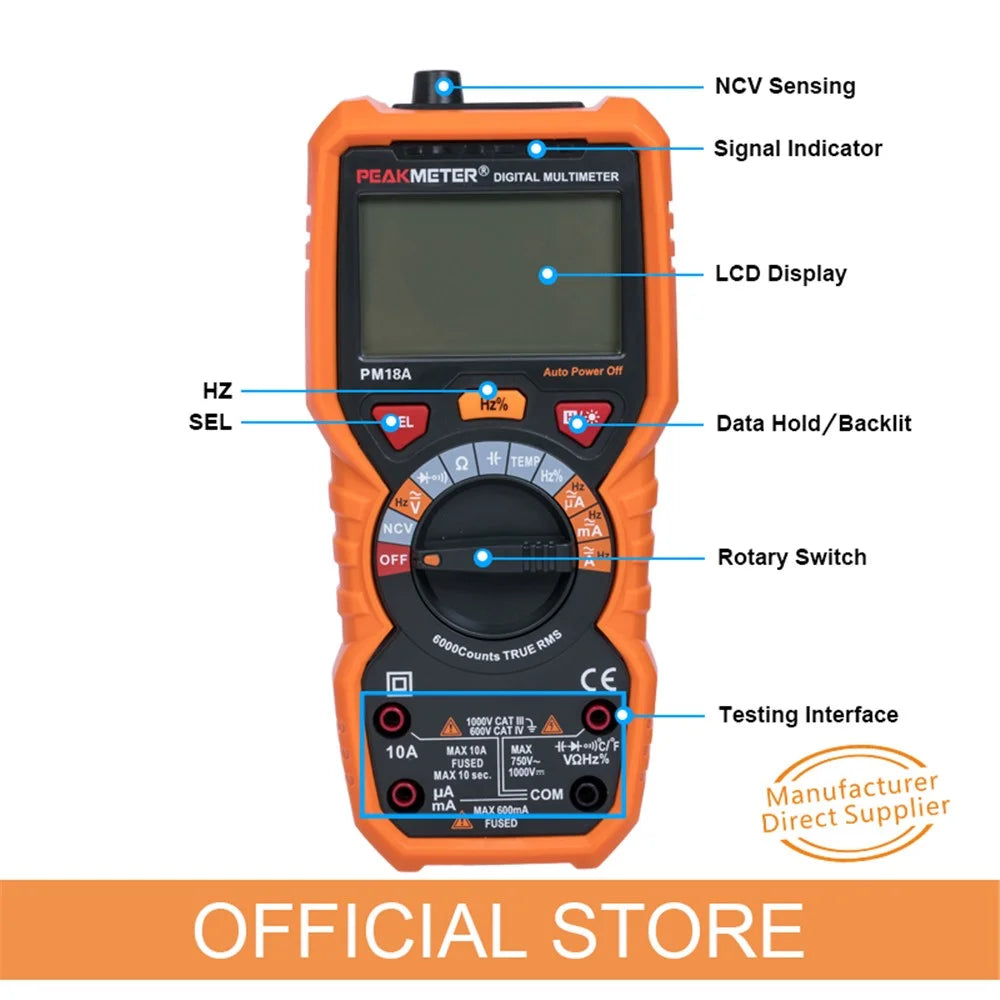 PEAKMETER PM18A Multimeter High-Precision Fully Automatic Digital Display Electrician Multimeter - 2