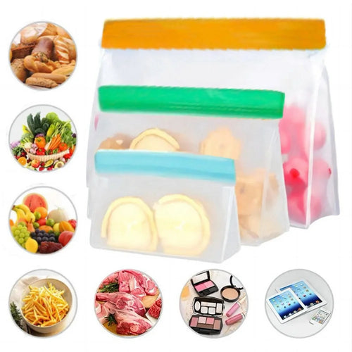 3Pcs / Set S+M+L Kitchen Refrigerator Storage Bag PEVA Food Fresh-Keeping Sealing Pouch (BPA-Free, No FDA Certified) - 1