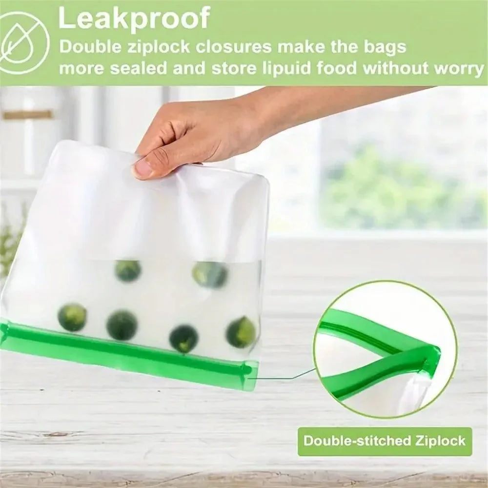 3Pcs / Set S+M+L Kitchen Refrigerator Storage Bag PEVA Food Fresh-Keeping Sealing Pouch (BPA-Free, No FDA Certified) - 4