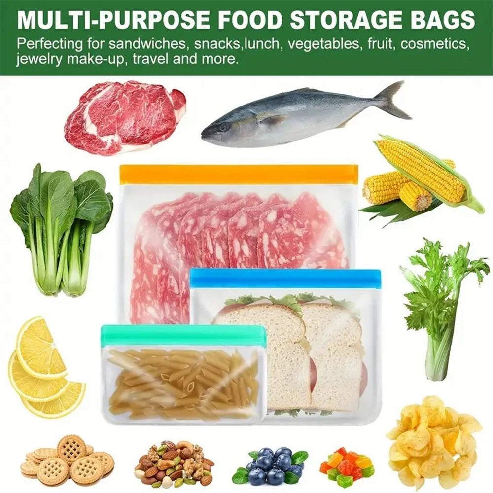 3Pcs / Set S+M+L Kitchen Refrigerator Storage Bag PEVA Food Fresh-Keeping Sealing Pouch (BPA-Free, No FDA Certified) - 7