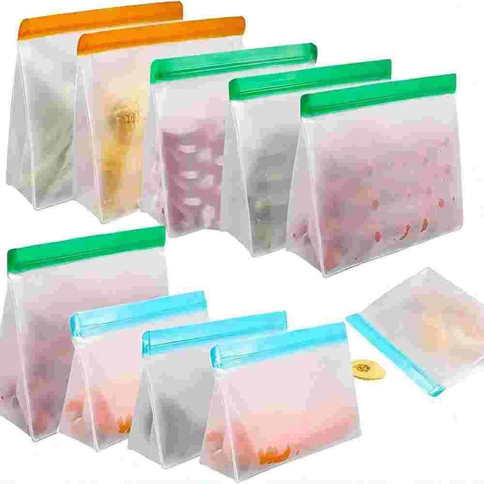 10Pcs / Set S+M+L Kitchen Refrigerator Storage Bag PEVA Food Fresh-Keeping Sealing Pouch (BPA-Free, No FDA Certified) - 1