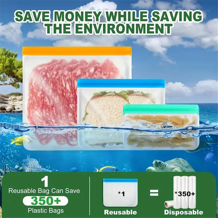 10Pcs / Set S+M+L Kitchen Refrigerator Storage Bag PEVA Food Fresh-Keeping Sealing Pouch (BPA-Free, No FDA Certified) - 6