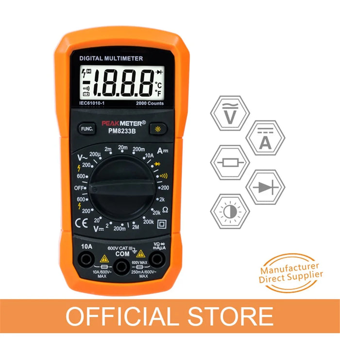 PEAKMETER PM8233B Pocket Size LCD Display Digital Multimeter AC / DC Voltage Tester with Backlit - 2