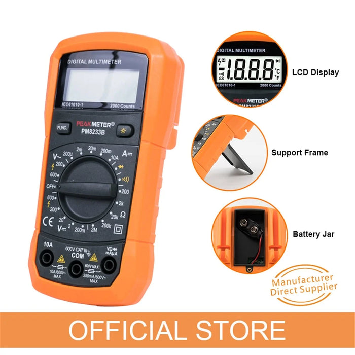 PEAKMETER PM8233B Pocket Size LCD Display Digital Multimeter AC / DC Voltage Tester with Backlit - 5