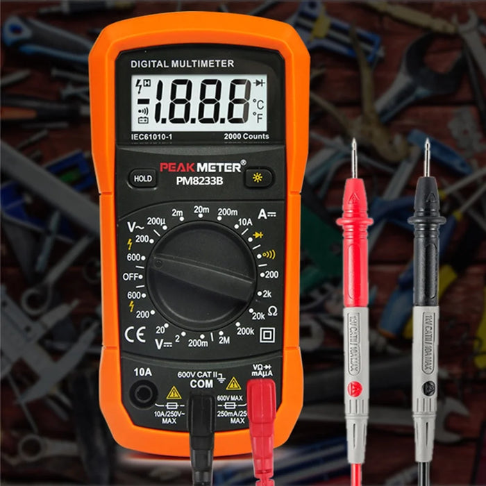 PEAKMETER PM8233B Pocket Size LCD Display Digital Multimeter AC / DC Voltage Tester with Backlit - 6