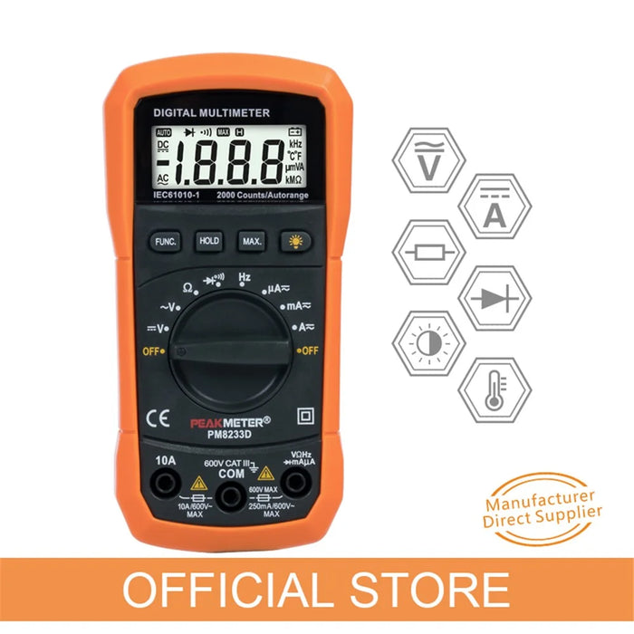 PEAKMETER PM8233D Handheld Digital Multimeter High Precision Household Universal Meter - 3