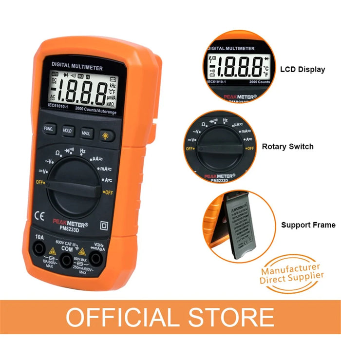 PEAKMETER PM8233D Handheld Digital Multimeter High Precision Household Universal Meter - 5
