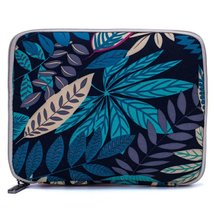 20 x 16cm USB Flash Drive Storage Pouch 20-Grid U-Disk Zipper Bag - Colorful Leaves / Blue Bottom - 2