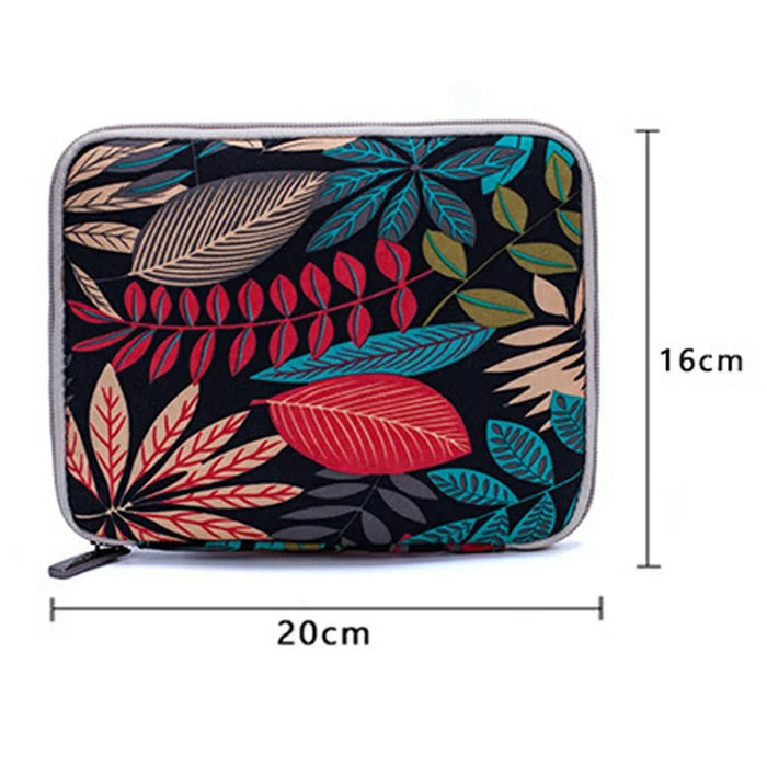 20 x 16cm USB Flash Drive Storage Pouch 20-Grid U-Disk Zipper Bag - Colorful Leaves / Blue Bottom - 5