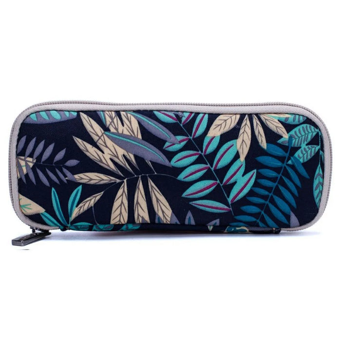 20 x 9cm USB Flash Drive Storage Pouch 10-Grid U-Disk Zipper Bag - Colorful Leaves / Blue Bottom - 2