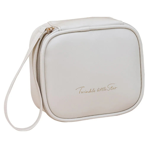 W7PU Portable Sanitary Napkin Storage Bag PU Leather Lipstick Cosmetics Zipper Storage Bag - White - 1