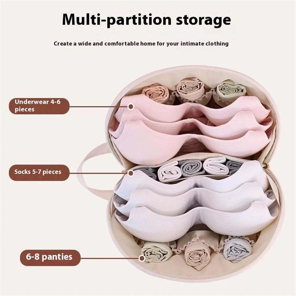 1004 Travel Portable Underwear Storage Bag Dormitory Home Underwear Socks Bra Storage Bag - Beige / With Letters - 3