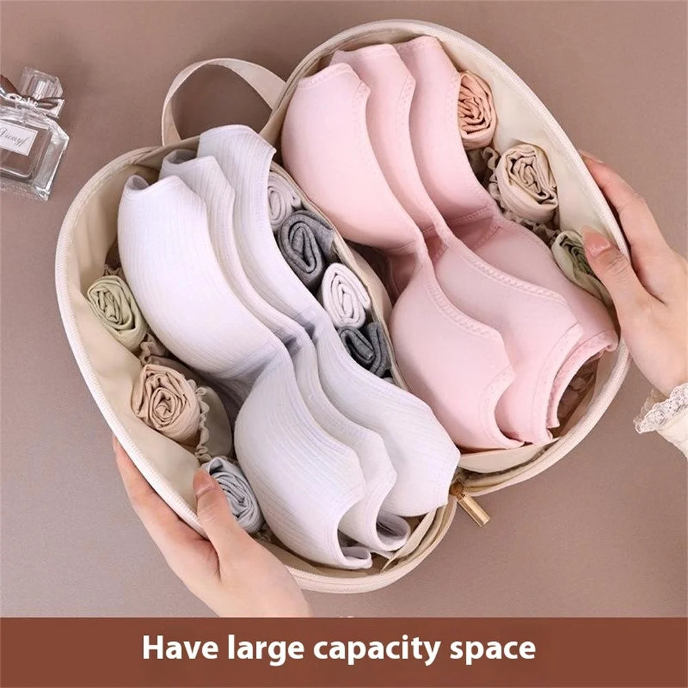 1004 Travel Portable Underwear Storage Bag Dormitory Home Underwear Socks Bra Storage Bag - Beige / With Letters - 6