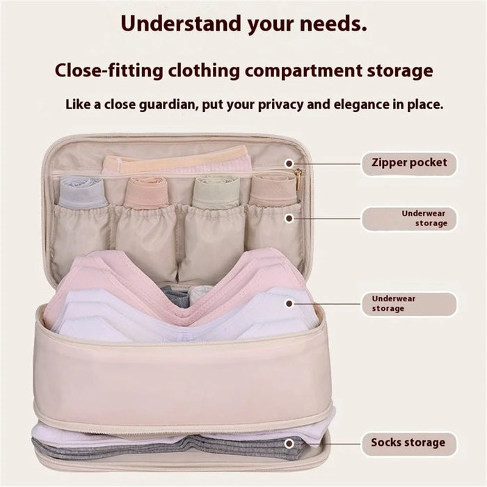 1006 Double-Layer Underwear Storage Bag Portable Bra Socks Underpants Organizing Storage Bag - Beige - 3