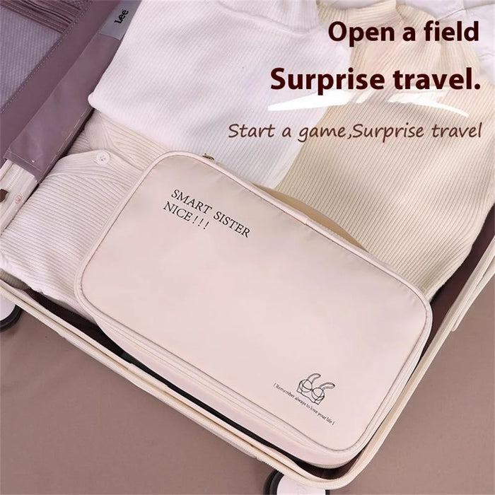 1006 Double-Layer Underwear Storage Bag Portable Bra Socks Underpants Organizing Storage Bag - Beige - 4