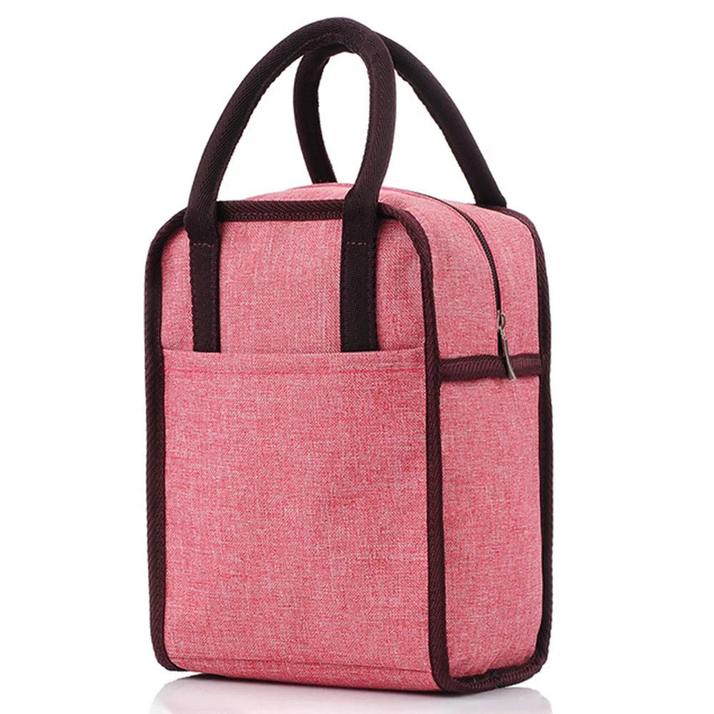 Oxford Cloth Aluminum Foil Thick Lunch Bag Portable Insulated Bento Lunch Bag - Red M - 1