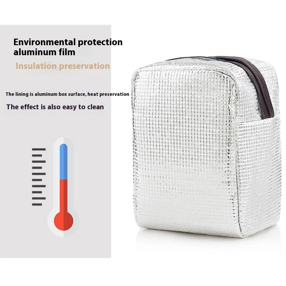 Oxford Cloth Aluminum Foil Thick Lunch Bag Portable Insulated Bento Lunch Bag - Red M - 5