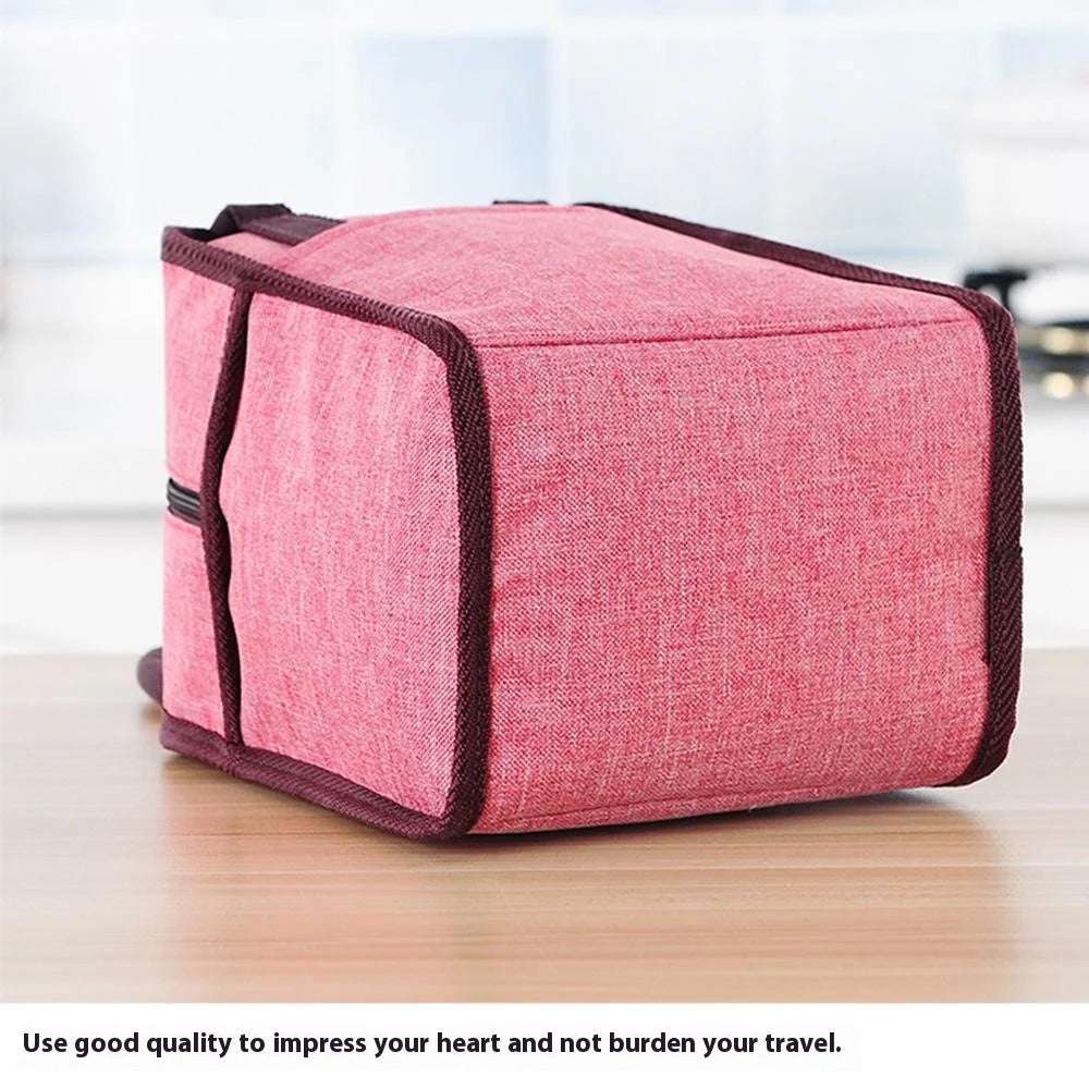 Oxford Cloth Aluminum Foil Thick Lunch Bag Portable Insulated Bento Lunch Bag - Red M - 7