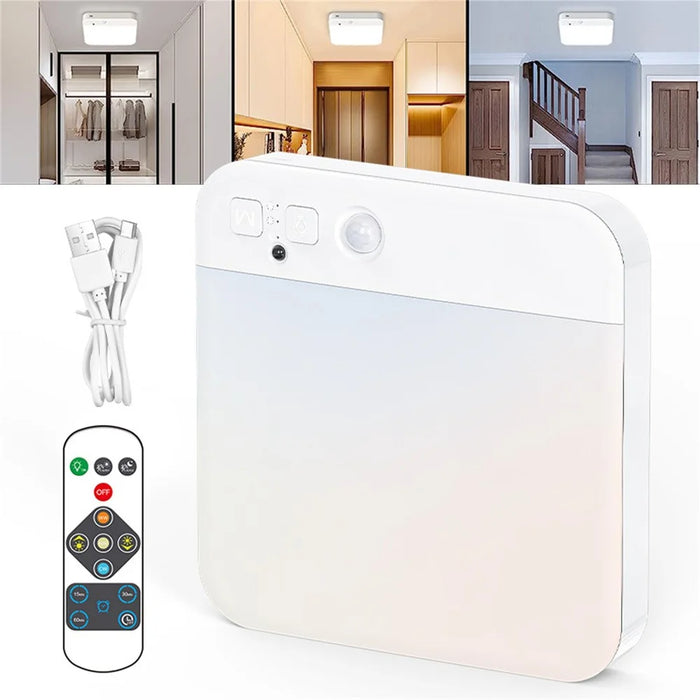 Rechargeable Motion Sensor Flush Mount Ceiling Light with Remote 3000K-6500K Adjustable Night Light for Bedroom, Kitchen - 2