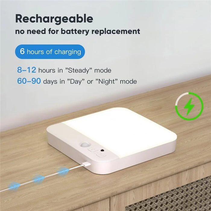 Rechargeable Motion Sensor Flush Mount Ceiling Light with Remote 3000K-6500K Adjustable Night Light for Bedroom, Kitchen - 3
