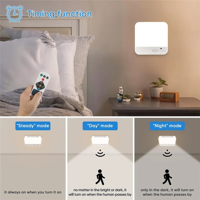 Rechargeable Motion Sensor Flush Mount Ceiling Light with Remote 3000K-6500K Adjustable Night Light for Bedroom, Kitchen - 6