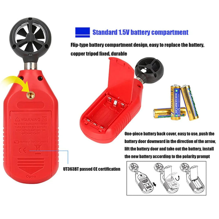 UNI-T UT363BT 0~30m / s Wind Speed Tester Digital Mini Anemometer Sensor with Backlight (No Battery) - 5