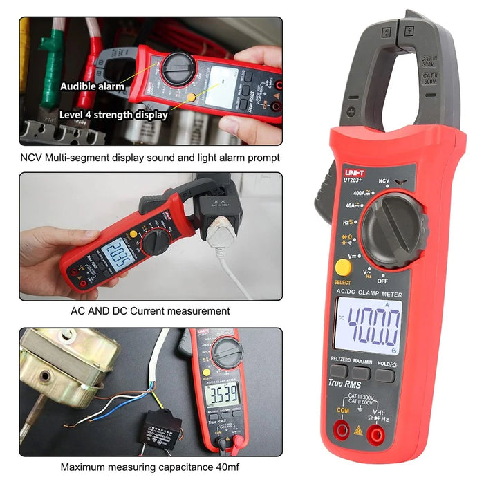 UNI-T UT203+ 400A AC DC Digital Clamp Meter Resistance Frequency Test Duty Cycle Measurement Tool (No Battery) - 3