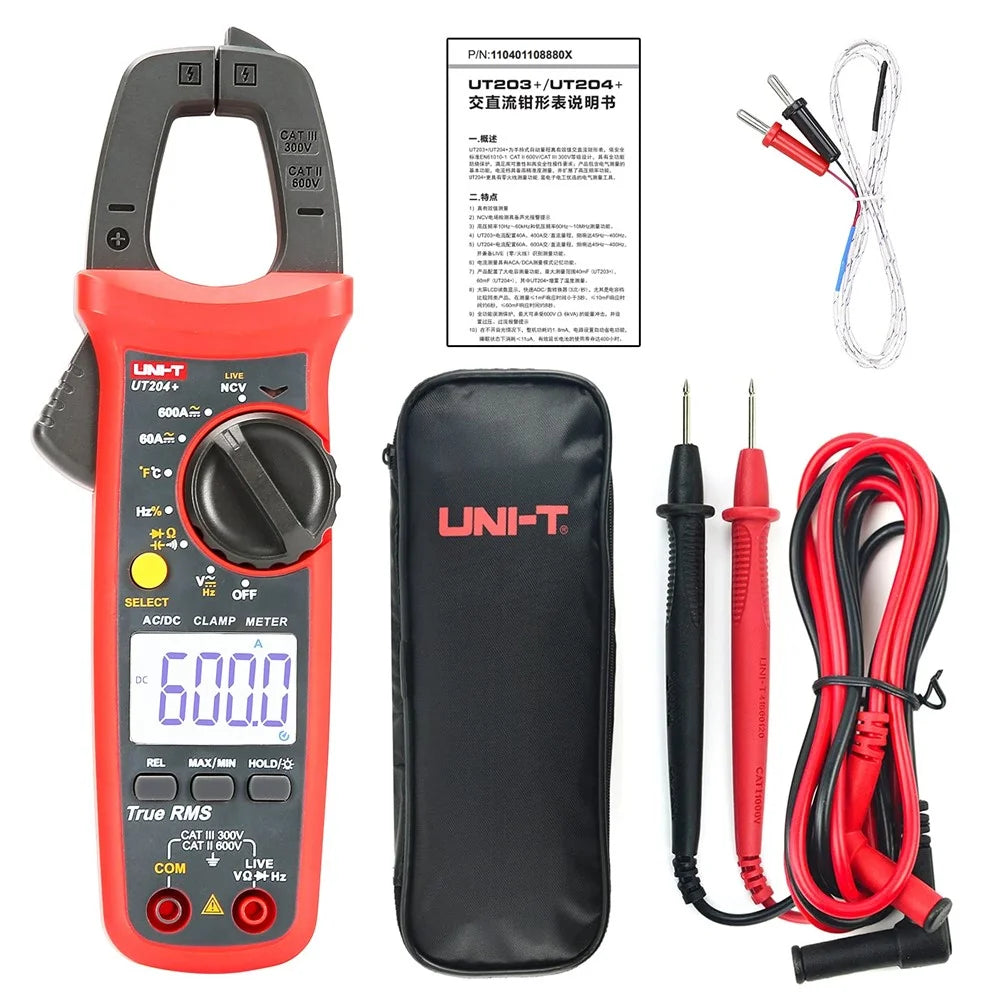 UNI-T UT204+ Digital Multimeter with Auto Range AC DC Current Clamp Meter NCV Measurement Tool (No Battery) - 7