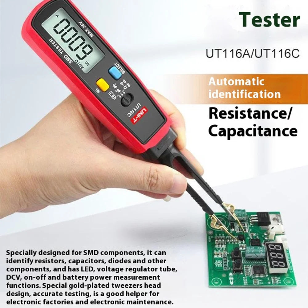 UNI-T UT116C 6000 Count Digital Tweezers Smart SMD Tester LED Diode Electronic Component Multimeter (No Battery) - 4