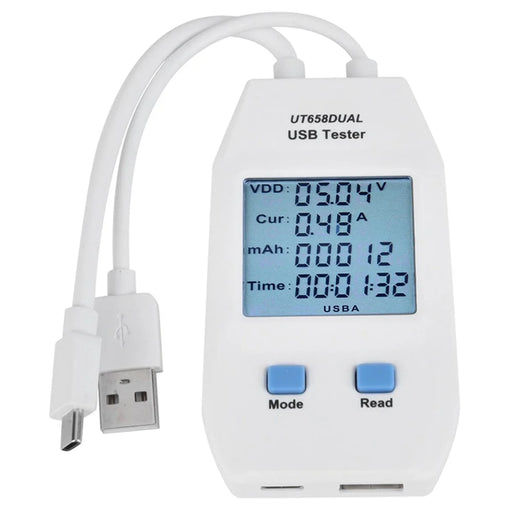 UNI-T UT658DUAL LCD USB Type C  /  Type-A Digital Tester Power Voltage Amps Meter Current Testing Tool (No Battery) - 1
