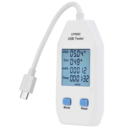 UNI-T UT658C LCD USB Type C Digital Tester Power Voltage Amps Meter Current Testing Tool (No Battery) - 1