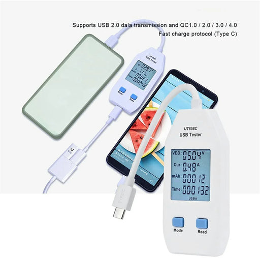 UNI-T UT658C LCD USB Type C Digital Tester Power Voltage Amps Meter Current Testing Tool (No Battery) - 2
