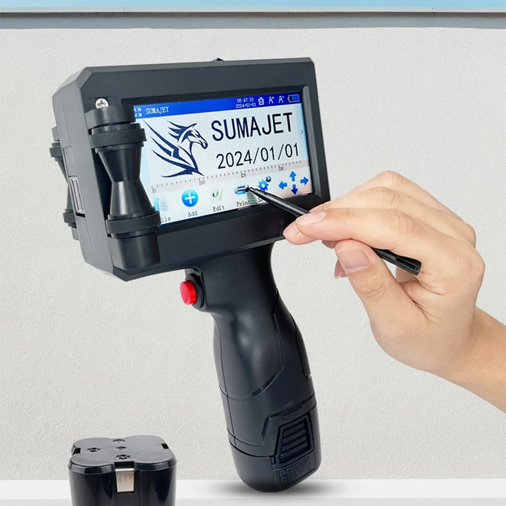Portable 12.7mm Handheld Inkjet Printer QR Barcode Batch Number Expiry Date Label Printing Machine, EU Plug - 2