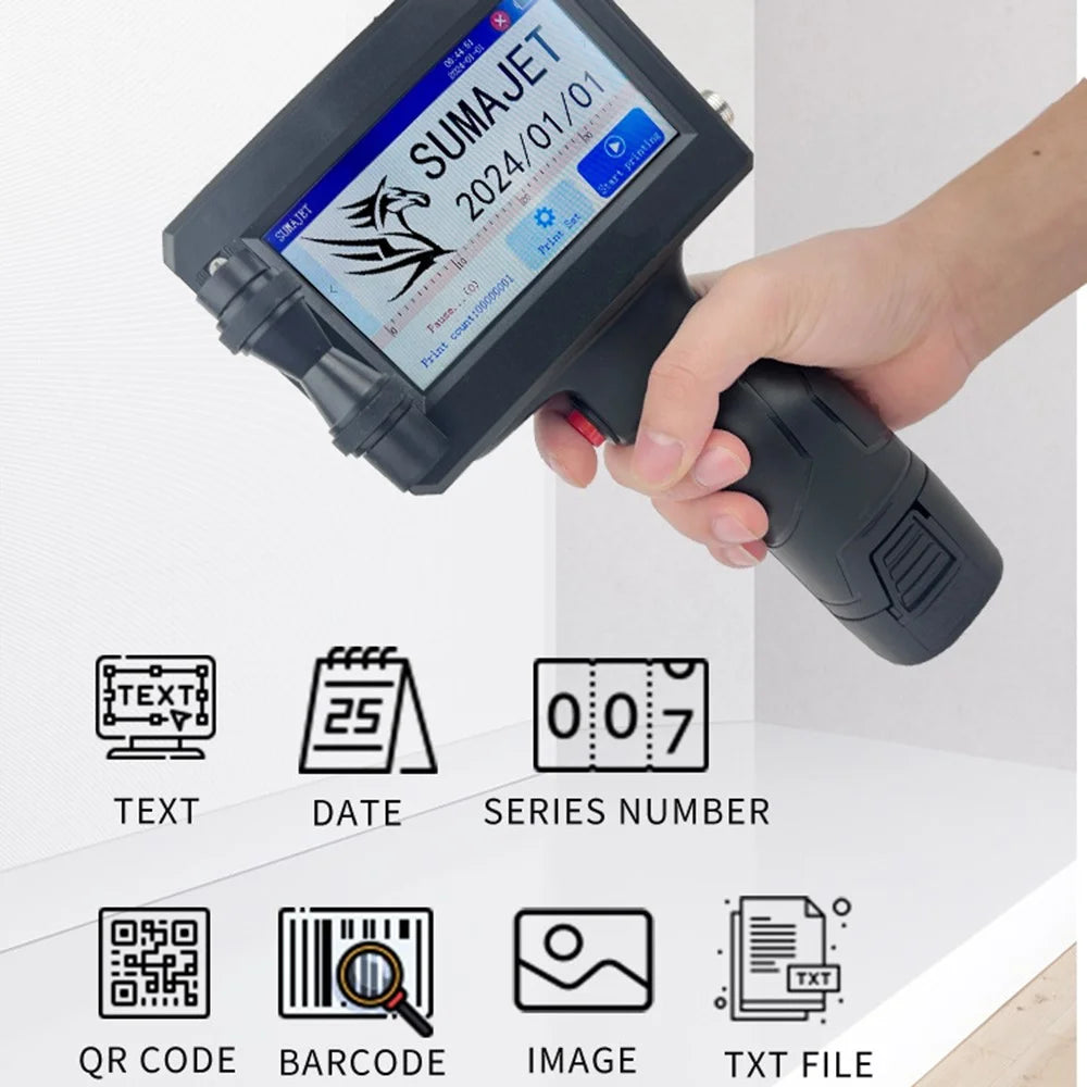 Portable 12.7mm Handheld Inkjet Printer QR Barcode Batch Number Expiry Date Label Printing Machine, EU Plug - 3