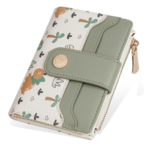 BAELLERRY N8343 Small Wallet Cute Dinosaur PU Leather Zipper Pocket Coin Purse Bifold Compact - Green - 2